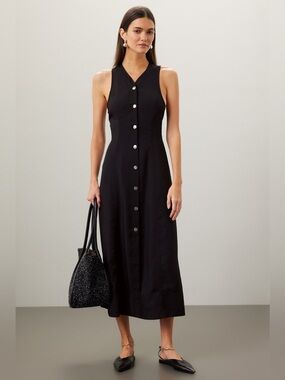 proenza schouler denim dress Drawstring Tie Denim Dress